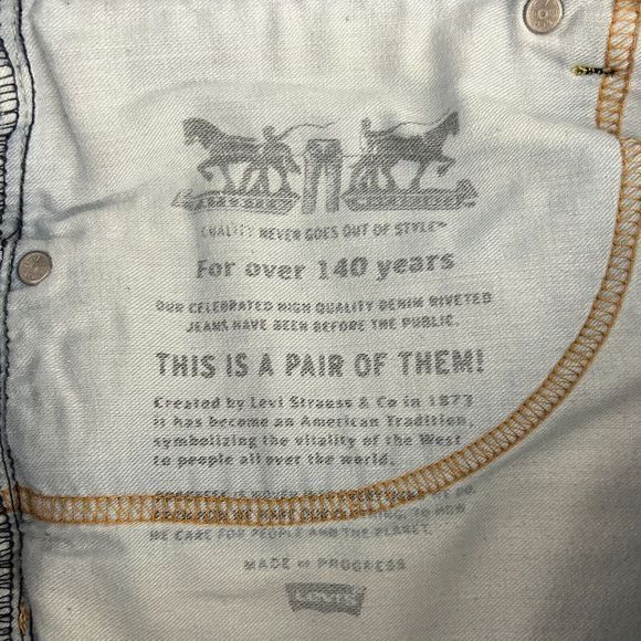 Levis 505 Regular Straight Men's 38x32 Light Wash Denim Blue Jeans Zip *read - Picture 10 of 10